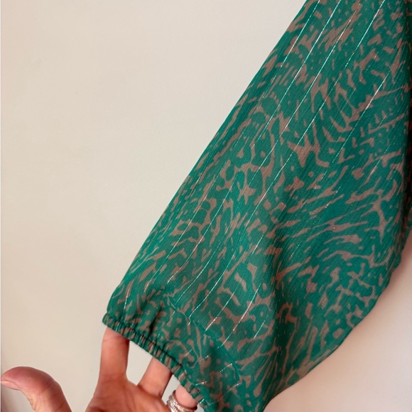 Banana Republic green shimmer belted semi formal dress size 0 - Picture 6 of 9